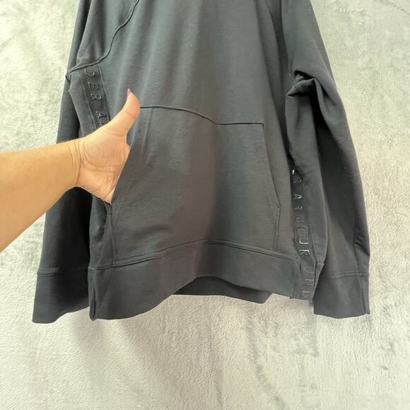 Under Armour Heatgear Shirt Top Black Pullover Hoodie Loose Mesh Workout Sz XL - Picture 5 of 12